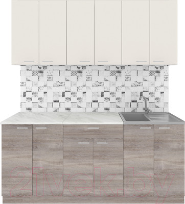 Кухонный гарнитур Агута Альфа 1.8/60 (дуб пепельный/сатин/этория)