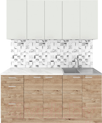 Кухонный гарнитур Агута Альфа 1.6/60 (дуб золотой/холодный серый/опал светлый)