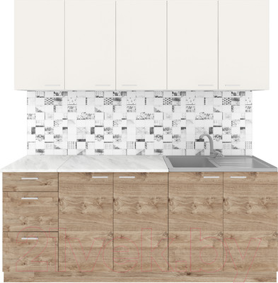 Кухонный гарнитур Агута Альфа 2.0 (дуб золотой/сатин/этория)