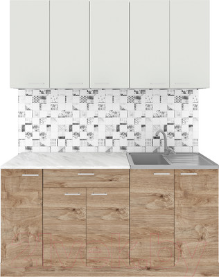 Кухонный гарнитур Агута Альфа 1.5 (дуб золотой/холодный серый/этория)