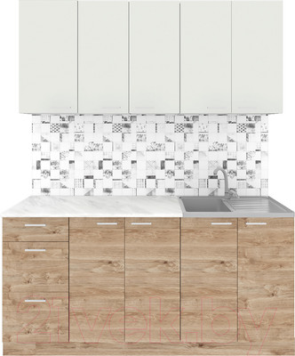 Кухонный гарнитур Агута Альфа 1.6/60 (дуб золотой/холодный серый/этория)