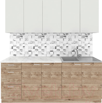 Кухонный гарнитур Агута Альфа 2.0 (дуб золотой/холодный серый/этория)