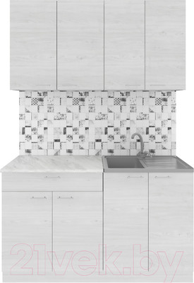 Кухонный гарнитур Агута Альфа 1.4 (скандинавское дерево/скандинавское дерево/этория)