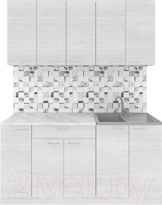 Кухонный гарнитур Агута Альфа 1.5 (скандинавское дерево/скандинавское дерево/этория)