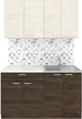 Кухонный гарнитур Агута Альфа 1.4 (дуб темный/дуб светлый/этория)