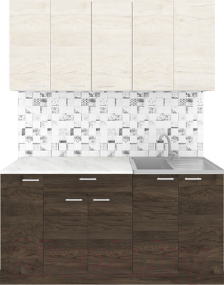 Кухонный гарнитур Агута Альфа 1.5 (дуб темный/дуб светлый/этория)