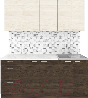 Кухонный гарнитур Агута Альфа 1.8 (дуб темный/дуб светлый/этория)