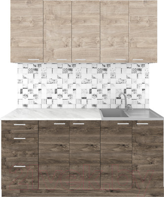 Кухонный гарнитур Агута Альфа 1.6/60 (дуб эспрессо/дуб винтажный/этория)