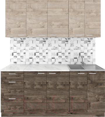 Кухонный гарнитур Агута Альфа 1.8 (дуб эспрессо/дуб винтажный/этория)