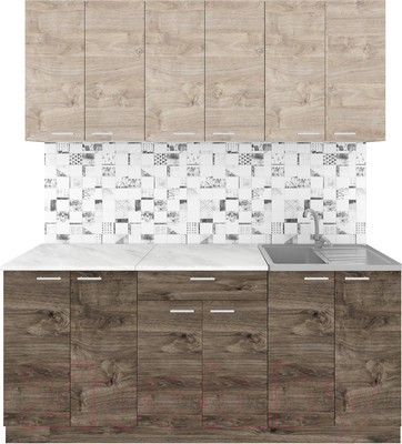 Кухонный гарнитур Агута Альфа 1.8/60 (дуб эспрессо/дуб винтажный/этория)