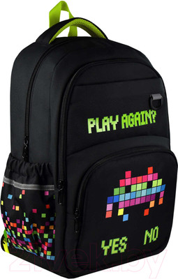 Школьный рюкзак Феникс+ Цифровая атака / 59278 (черный/зеленый)