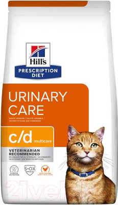 Сухой корм для кошек Hill's Prescription Diet Urinary Care c/d Multicare Chicken / 605889 (8кг)