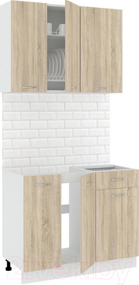 Кухонный гарнитур Кортекс-мебель Корнелия Лира-лайт 1.0м без столешницы (дуб сонома)