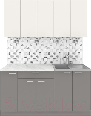 Кухонный гарнитур Агута Альфа 1.5 (глиняный серый/сатин/этория)