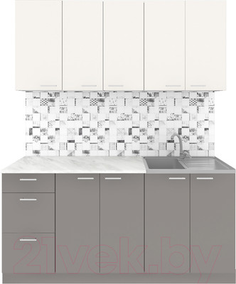 Кухонный гарнитур Агута Альфа 1.6/60 (глиняный серый/сатин/этория)