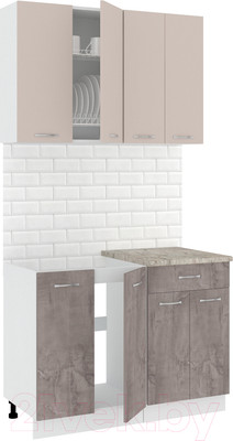 Кухонный гарнитур Кортекс-мебель Корнелия Лира-лайт 1.1м (капучино/оникс/марсель)