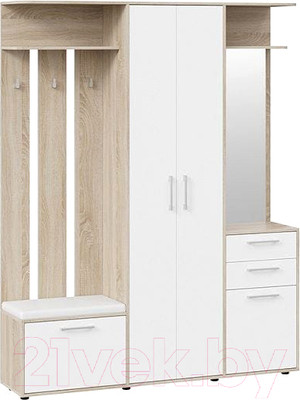 Секция в прихожую ТриЯ Витра тип 2 (дуб сонома/белый ясень)