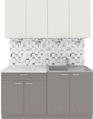 Кухонный гарнитур Агута Альфа 1.6 (глиняный серый/холодный серый/этория)