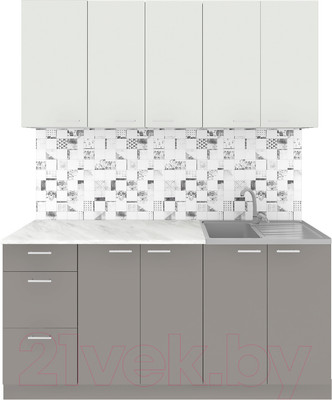 Кухонный гарнитур Агута Альфа 1.6/60 (глиняный серый/холодный серый/этория)