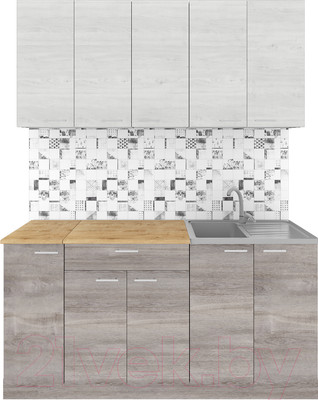 Кухонный гарнитур Агута Альфа 1.5 (дуб пепельный/скандинавское дерево/дуб бунратти)