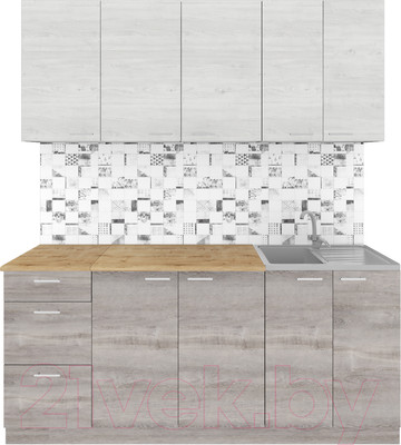 Кухонный гарнитур Агута Альфа 1.8 (дуб пепельный/скандинавское дерево/дуб бунратти)