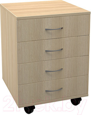 Тумба МДК ТБ4 выкатная с 4 ящиками 454x456x530 (дуб млечный)