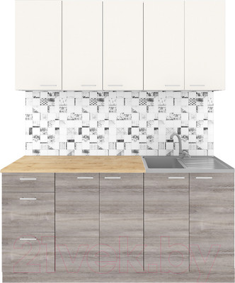 Кухонный гарнитур Агута Альфа 1.6/60 (дуб пепельный/сатин/дуб бунратти)