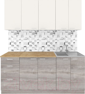 Кухонный гарнитур Агута Альфа 1.8 (дуб пепельный/сатин/дуб бунратти)