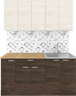 Кухонный гарнитур Агута Альфа 1.5 (дуб темный/дуб светлый/дуб бунратти)