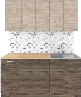 Кухонный гарнитур Агута Альфа 1.6/60 (дуб эспрессо/дуб винтажный/дуб бунратти)