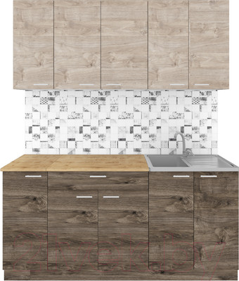 Кухонный гарнитур Агута Альфа 1.7 (дуб эспрессо/дуб винтажный/дуб бунратти)