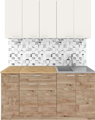 Кухонный гарнитур Агута Альфа 1.5 (дуб золотой/сатин/дуб бунратти)