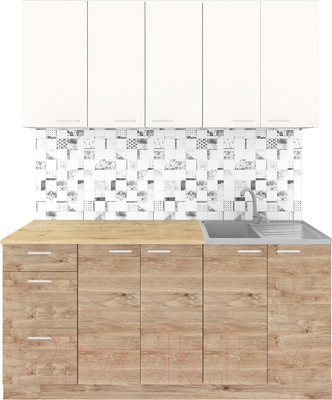 Кухонный гарнитур Агута Альфа 1.6/60 (дуб золотой/сатин/дуб бунратти)