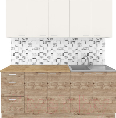 Кухонный гарнитур Агута Альфа 2.0 (дуб золотой/сатин/дуб бунратти)