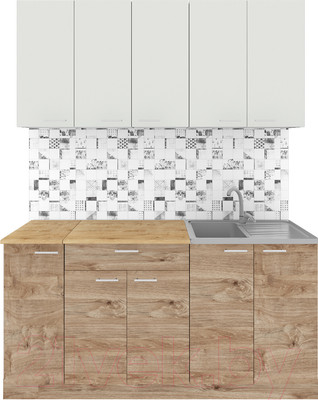 Кухонный гарнитур Агута Альфа 1.5 (дуб золотой/холодный серый/дуб бунратти)