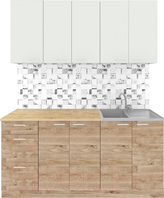 Кухонный гарнитур Агута Альфа 1.6/60 (дуб золотой/холодный серый/дуб бунратти)