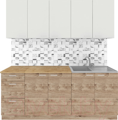 Кухонный гарнитур Агута Альфа 2.0 (дуб золотой/холодный серый/дуб бунратти)