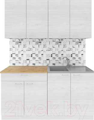 Кухонный гарнитур Агута Альфа 1.6 (скандинавское дерево/скандинавское дерево/дуб бунратти)