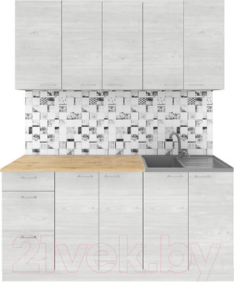 Кухонный гарнитур Агута Альфа 1.6/60 (скандинавское дерево/скандинавское дерево/дуб бунратти)