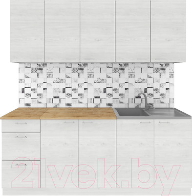 Кухонный гарнитур Агута Альфа 2.0 (скандинавское дерево/скандинавское дерево/дуб бунратти)