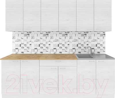 Кухонный гарнитур Агута Альфа 2.4 (скандинавское дерево/скандинавское дерево/дуб бунратти)