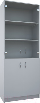 Стеллаж МДК СЛШ5 широкий с 2 дверьми и стеклом 780x386x2000 (белый)