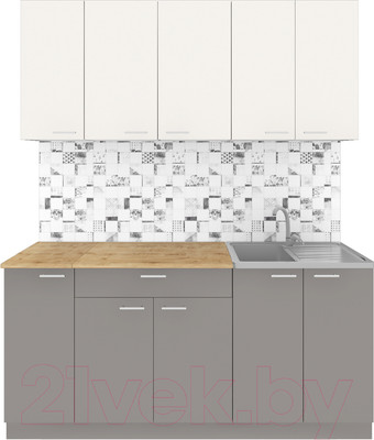 Кухонный гарнитур Агута Альфа 1.7 (глиняный серый/сатин/дуб бунратти)