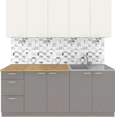 Кухонный гарнитур Агута Альфа 2.0 (глиняный серый/сатин/дуб бунратти)