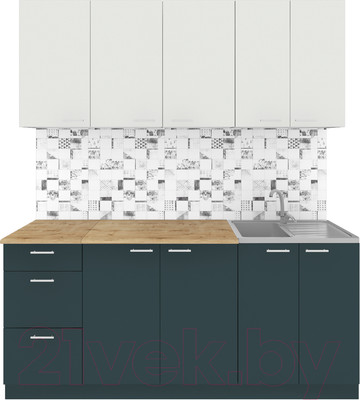 Кухонный гарнитур Агута Альфа 1.8 (бензин/холодный серый/дуб бунратти)