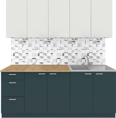 Кухонный гарнитур Агута Альфа 2.0 (бензин/холодный серый/дуб бунратти)