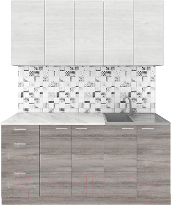 Кухонный гарнитур Агута Альфа 1.6/60 (дуб пепельный/скандинавское дерево/опал светлый)