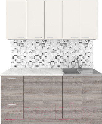 Кухонный гарнитур Агута Альфа 1.6/60 (дуб пепельный/сатин/опал светлый)