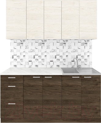 Кухонный гарнитур Агута Альфа 1.6/60 (дуб темный/дуб светлый/опал светлый)