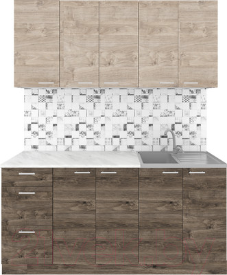 Кухонный гарнитур Агута Альфа 1.6/60 (дуб эспрессо/дуб винтажный/опал светлый)